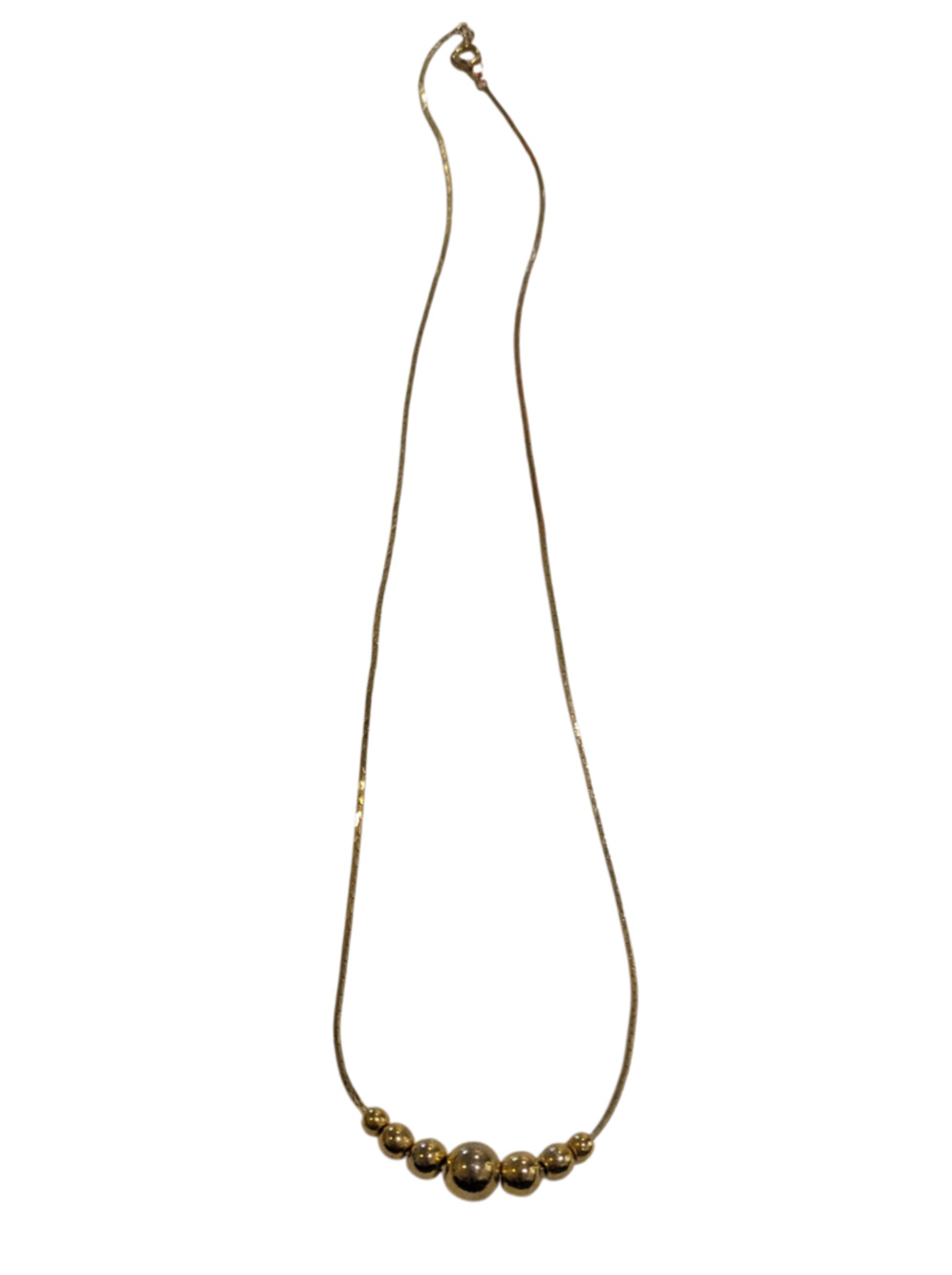 Costume Jewelry Gold Tone Graduated Bead Ball Necklace